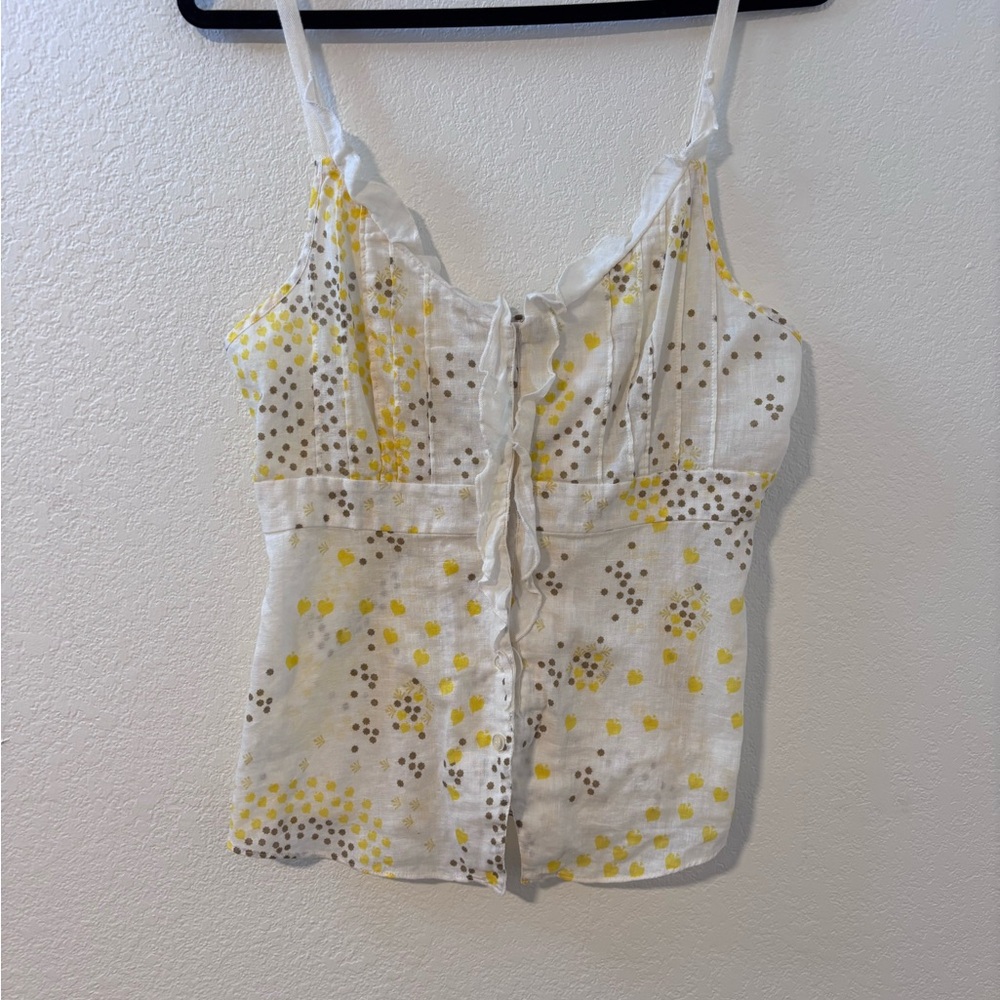 Vintage Free People Floral Halter Top Linen Cotton Blend Size 10